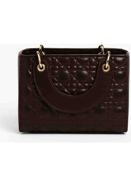 Premium Acı Kahve Mini Kadın Çanta – Altın Detaylı, Şık & Lüks Tasarım