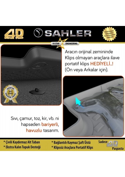 Ford Connect 2023+ Sahler 4,5d Siyah Paspas