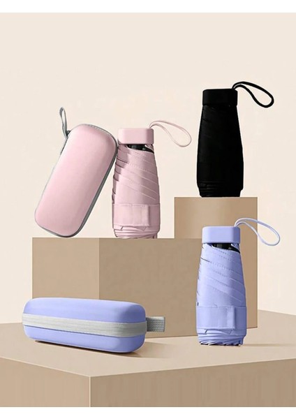 Pembe Karbon Fiber Mini Otomatik Cep Şemsiyesi, Hafif ve Şık Tasarım modelleri