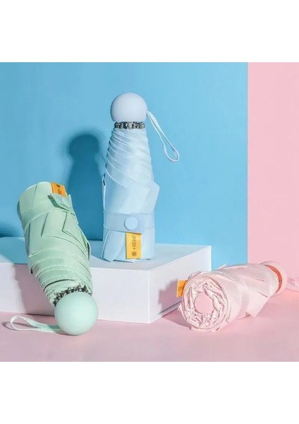 Pembe Karbon Fiber Mini Otomatik Cep Şemsiyesi, Hafif ve Şık Tasarım indirimleri