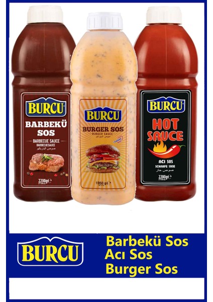 3'lü Büyük Boy Sos Severler Seti ( Burger Sos, Acı Sos, Barbekü Sos)