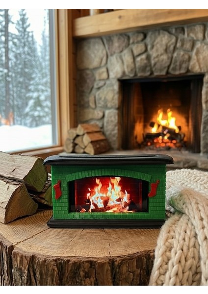 🔥 3D Baskı Dekoratif Mini Şömine Telefon Standı - Kırmızı, Yeşil ve Mavi Renk Seçenekleriyle - Yılbaşı ve Kış Konseptli Masaüstü Dekoru fiyatları