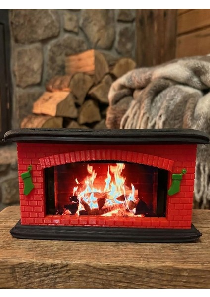 🔥 3D Baskı Dekoratif Mini Şömine Telefon Standı - Kırmızı, Yeşil ve Mavi Renk Seçenekleriyle - Yılbaşı ve Kış Konseptli Masaüstü Dekoru modelleri