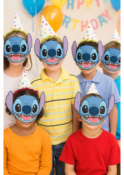 Karton Maske Stitch (Stiç) Temalı Karton Maske 6 Lı Paket Lilo Nun Stitch Karekteri Sadece Maske
