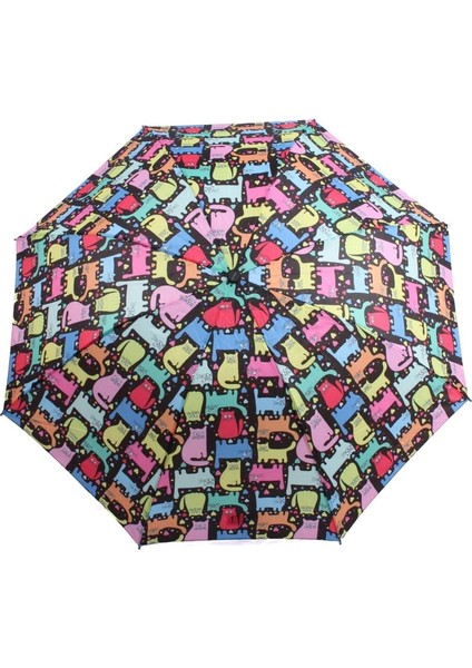 Renkli Kedi Desenli 8 Telli Manuel Rüzgara Dayanıklı Şemsiye fiyatları