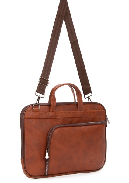 Erkek Taba Suni Deri Deri Evrak ve Laptop Çantası NEWPOLO379