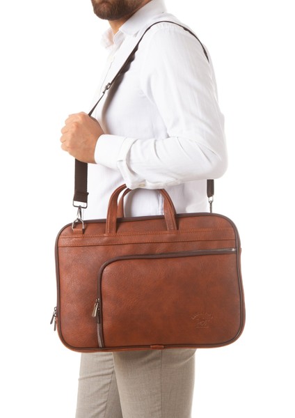 Erkek Taba Suni Deri Deri Evrak ve Laptop Çantası NEWPOLO379