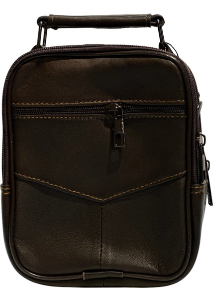 Erkek Hakiki Deri Dikey Kahverengi Küçük Boy El Çantası modelleri