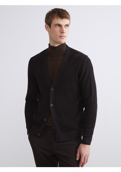 Yeni Sezon Standart Kalıp V Yaka Erkek Triko Hırka