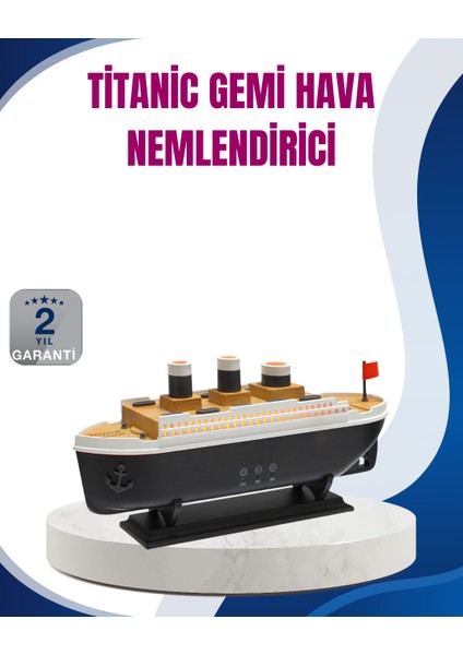 Dekoratif Gemi Modeli 7 Renk Işıklı Hava Nemlendirici ve Oda Kokusu Difüzörü - SB001M-47YEF6