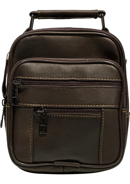 Erkek Hakiki Deri Dikey Kahverengi Küçük Boy El Çantası indirimleri
