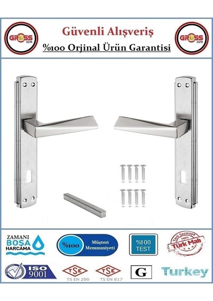 İç Oda Kapı Kolları - Nikel Kaplama - 1 Takım Ön ve Arka fiyatları