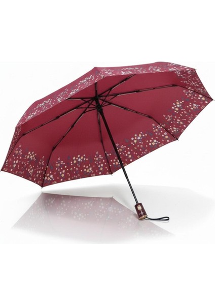 Renkli 8 Telli Otomatik Kısa Pongee Şemsiye, Şemsiye Desenli ve Kullanışlı