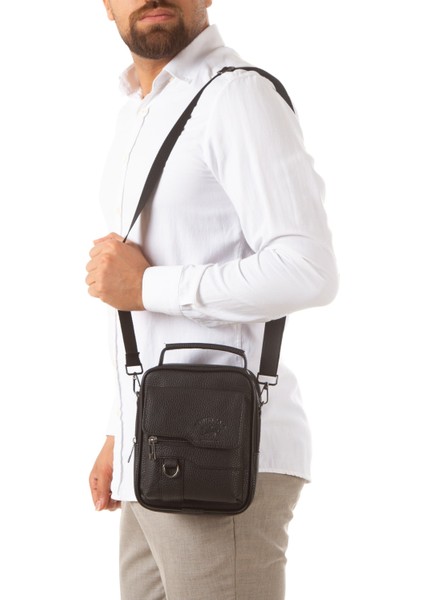 Erkek Siyah Suni Deri Telefon Bölmeli Çapraz El ve Omuz Çantası NEWPOLO378 indirimleri