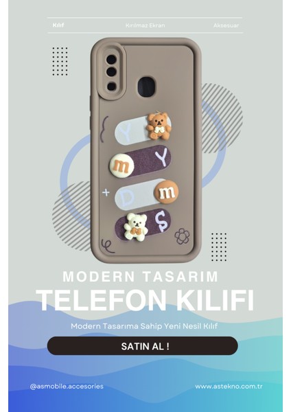 Samsung Galaxy A20 Uyumlu Kılıf Kahverengi Renk Ayıcık Figürlü 3D Kamera Korumalı Darbe Emici Yumuşak Silikon Kapak indirimleri