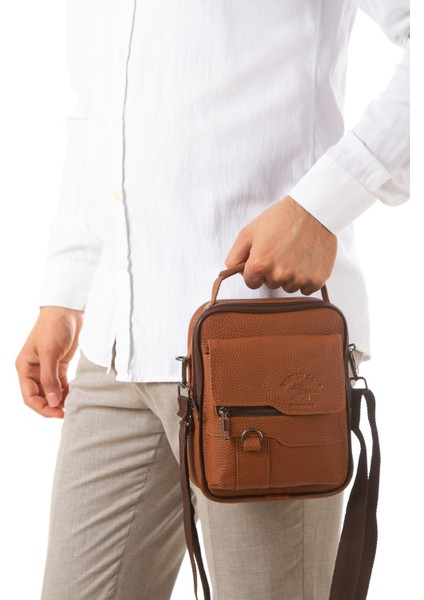 Erkek Taba Suni Deri Telefon Bölmeli Çapraz El ve Omuz Çantası NEWPOLO378 indirimleri