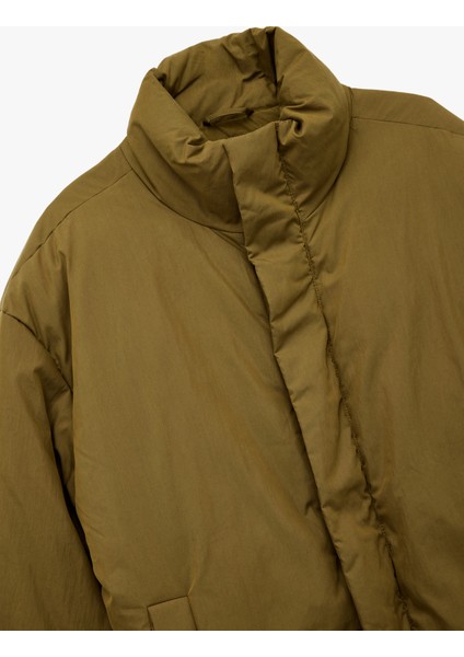 Uzun Kollu Fermuarlı Dik Yaka Kışlık Şişme Mont fırsatları