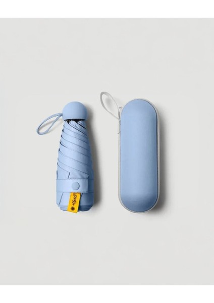 Mavi Renkli Özel Kapsüllü Pratik Şemsiye, Hafif ve Dayanıklı Tasarım