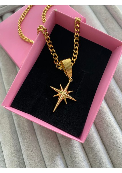 Çelik Kutup Yıldızı Kolye Kutulu Paketleme