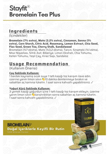 Bromelain Ekstreli 45 Günlük Karışık Bitki Çayı 280 gr modelleri