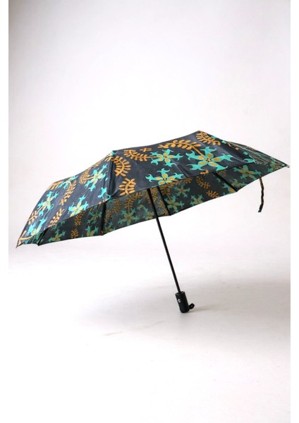 Şık Kadın Full Fonksiyonlu Fiber Tel Desenli Siyah Şemsiye fırsatları