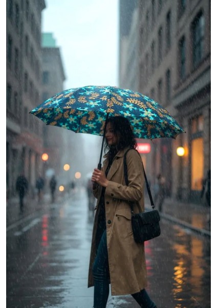 Şık Kadın Full Fonksiyonlu Fiber Tel Desenli Siyah Şemsiye indirimleri