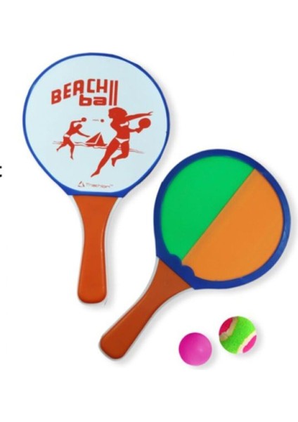 T-205 Plaj Raketi ve Top Tutma Seti / Çift Taraflı / 2 Raket & 2 Top
