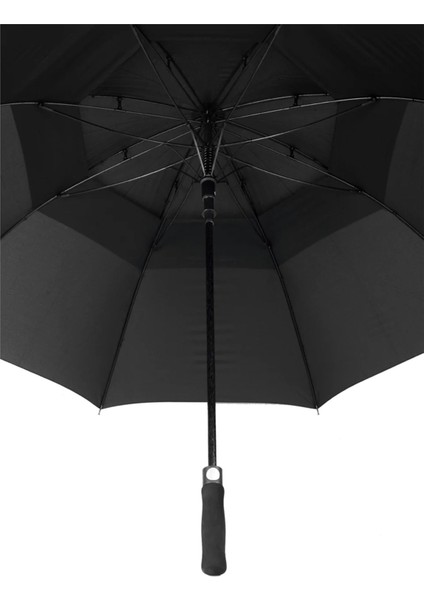 Çift Katlı Siyah 8 Telli Yumuşak Saplı 157 cm Çaplı Şemsiye modelleri