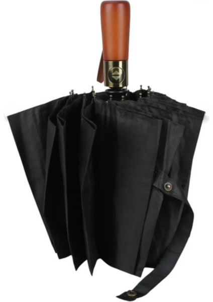 Tam Otomatik Siyah 16 Telli Erkek Şemsiye, Dayanıklı ve Geniş Korumalı fırsatları