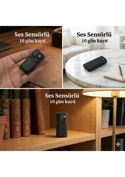 10 Gün USB Ses Kayıt Cihazı Otg Dönüştürücü ile Tek Şarjla 10 Gün Kayıt Sese Duyarlı Özellik Dinleme