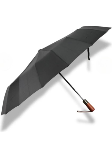Tam Otomatik Siyah 16 Telli Erkek Şemsiye, Dayanıklı ve Geniş Korumalı