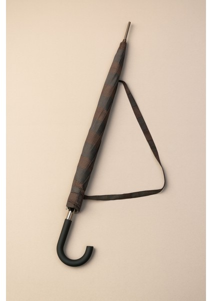 Dayanıklı Ekose Şemsiye, Rüzgara Karşı Güçlü ve Şık Tasarım, Kahverengi fiyatları