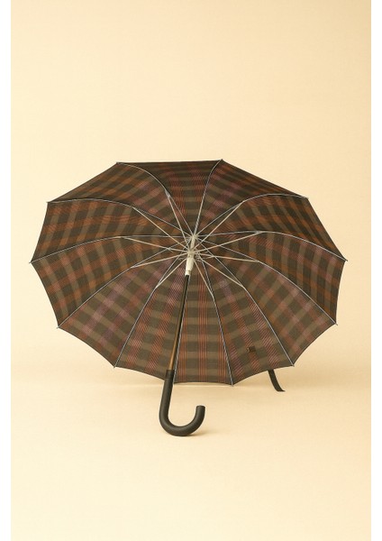 Dayanıklı Ekose Şemsiye, Rüzgara Karşı Güçlü ve Şık Tasarım, Kahverengi modelleri