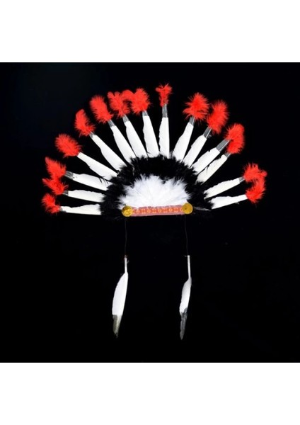 Kızılderili Başlığı Şapkası Kırmızı Beyaz modelleri