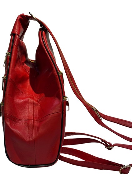 Kadın Hakiki Deri Maymun Model Sırt Çantası Kırmızı fiyatları