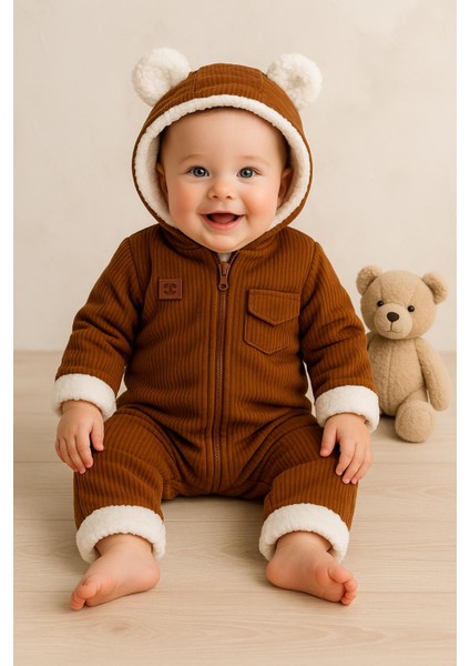 Aki Moda Kids Kız Erkek Bebek Unisex Astranot Tulumiçi Welsoft Dışıkadife 1 Beden Büyük Alınız