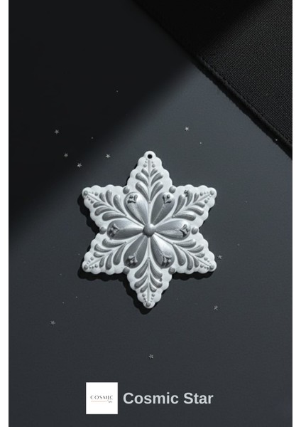 Yeni Yıl Temalı Zarif Motifli Özel Tasarım Kar Tanesi Yılbaşı Ağacı Süsü | Dekoratif Hediyelik