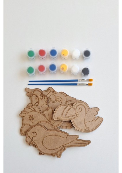 Çocuklar Için 6 Parça Renkli Kanatlı Hayvanlar Ahşap Boyama ve Aktivite Seti fırsatları