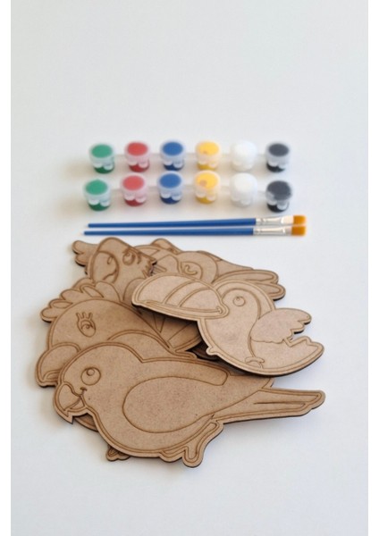 Çocuklar Için 6 Parça Renkli Kanatlı Hayvanlar Ahşap Boyama ve Aktivite Seti indirimleri