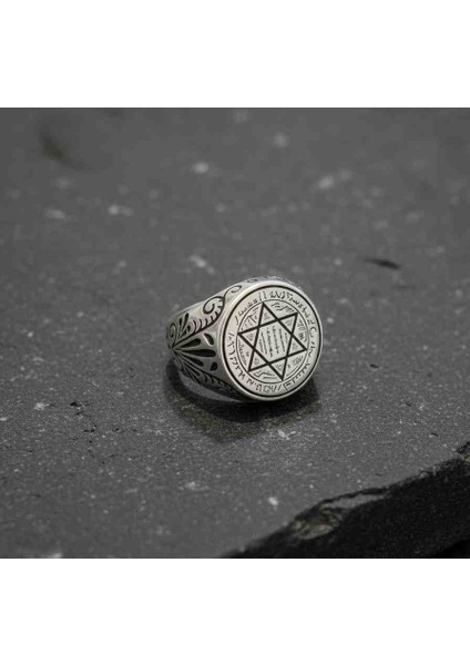 Mistik Süleymanın Mührü Model, Tılsım Detaylar, 8.80 gr Ağırlığında, Iç Çap 20 mm 925 Ayar Gümüş Yüzük