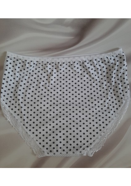 Beyaz Üzerine Siyah Puantiyeli %100 Pamuk Yüksek Bel Büyük Beden Tutku Bato Kadın Külot fiyatları