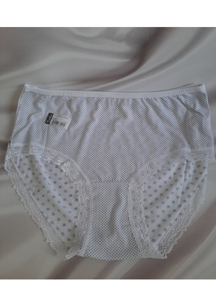 Beyaz Üzerine Siyah Puantiyeli %100 Pamuk Yüksek Bel Büyük Beden Tutku Bato Kadın Külot modelleri