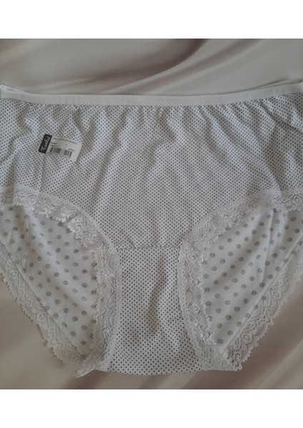 Beyaz Üzerine Siyah Puantiyeli %100 Pamuk Yüksek Bel Büyük Beden Tutku Bato Kadın Külot fırsatları