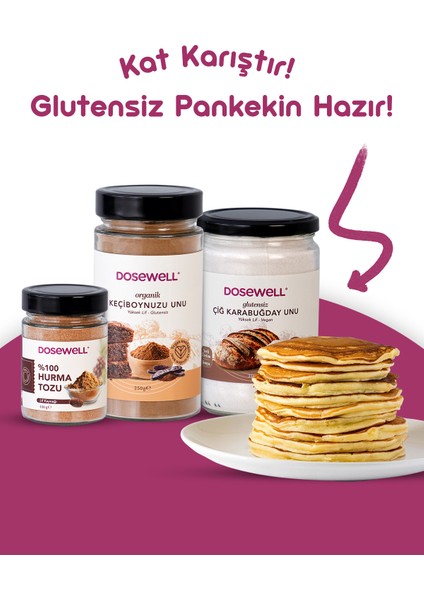 3'lü Un Avantaj Paketi (Çiğ Karabuğday Unu, Keçiboynuzu Unu, Hurma Tozu)