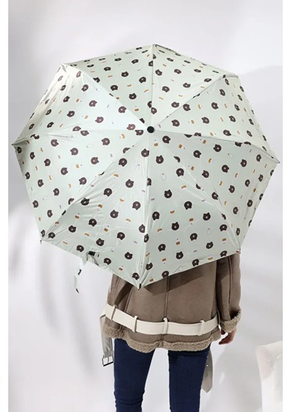 Ayıcık Desenli Krem Renkli Otomatik Şemsiye, Full Fonksiyon, Fiber Tel, Kaliteli fırsatları