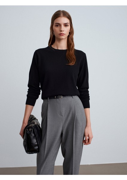 10847 %100 Kaşmir Bisiklet Yaka Kazak-Siyah fırsatları