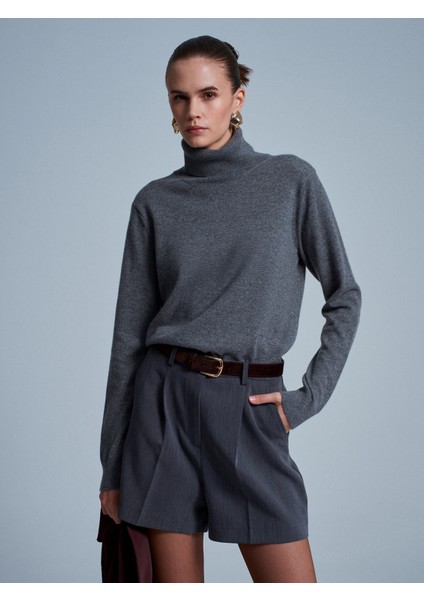 10848 %100 Kaşmir Balıkçı Yaka Kazak-Füme M. fırsatları