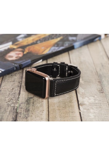 Apple Watch Uyumlu Deri Kordon 42-44-45MM Nm4-As1 Siyah fiyatları
