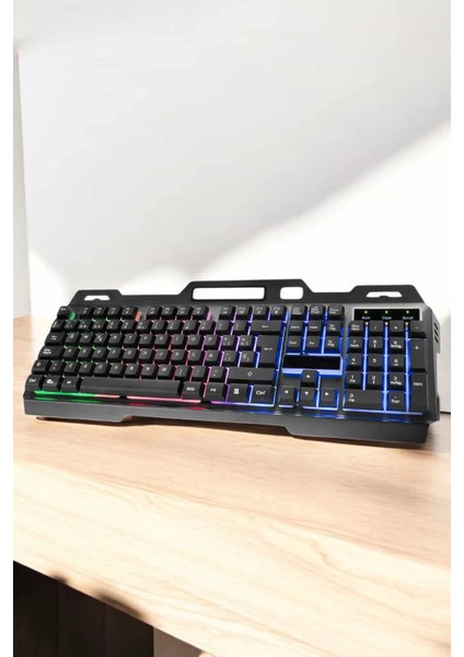 LED Işıklı Oyuncu Klavye USB Girişli Rgb Işıklı Q Klavye Mouse Hediyeli fırsatları