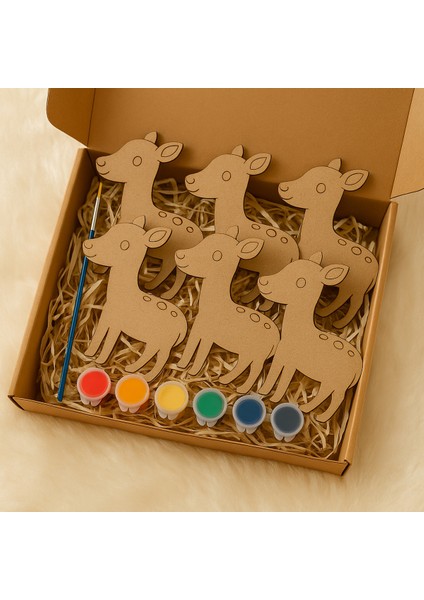 Minikler Için Ahşap Hayvan Boyama Seti, Eğlenceli ve Öğretici Renkli Aktivite